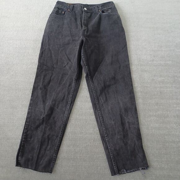 Vintage Y2K Levi's 550 Jeans Women 28 Charcoal Relaxed High Rise Raw Hem Zip Fly - Picture 1 of 10